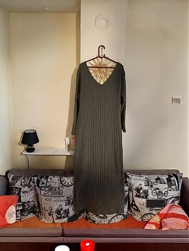 Pleteni džemper-haljina, maslinasto zelena - Model: duga, ravnog na lalafo.rs Pleteni džemper-haljina, maslinasto zelena - Model: duga, ravnog