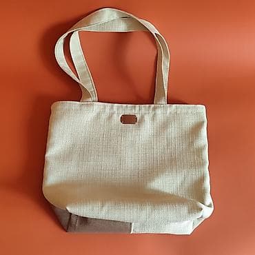 torbe od platna: Ručno šivena tote torba – patchwork dizajn u bež i braon tonovima - — 7