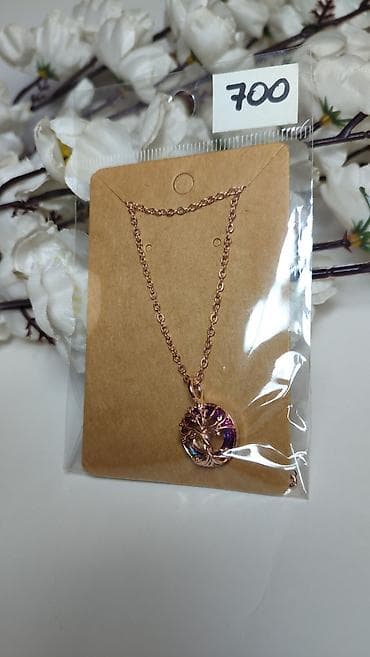 naocare za motor: Ogrlica sa priveskom „Drvo života” – roze-zlatni ton - Lančić: fino — 1