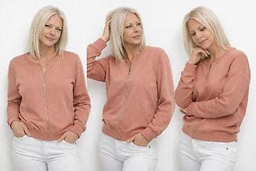 Ženska dukserica na rajsferšlus – boja breskve/roze - Kroj: ravna