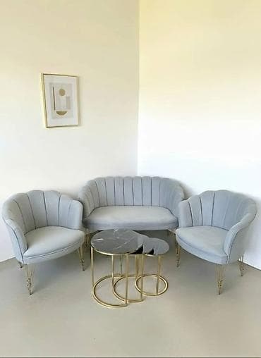 ormari sa ogledalima: Set klub garnitura – elegantan “shell” dizajn sa baršunastom — 6