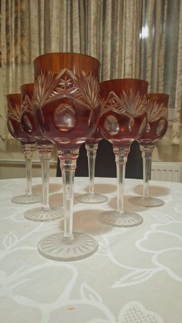 Drinking Glasses: Case 6/1 od rubin kristala NOVE za vino, rucni rad Ebeling Reuss — 6