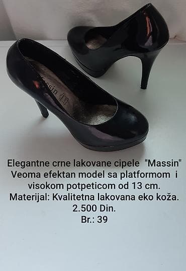 balmain sandale cena: Elegantne crne lakovane salonke Massin - Model sa platformom i — 1