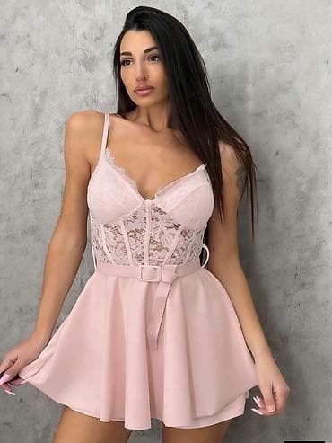 svileni kombinezon ispod haljine: Haljina/kombinezon sa čipkastim korsetom. - Model: ženstveni — 1