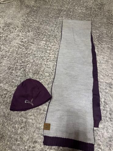 Scarves: Set sal i kapa Puma.Sal ima dva lica,sivi i ljubicasti — 2