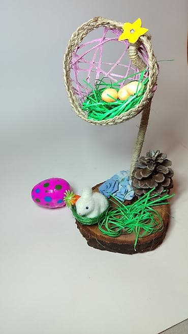 jela cipelarnik: Uskršnja dekoracija – ručni rad - Unikatna kompozicija na prirodnoj — 5