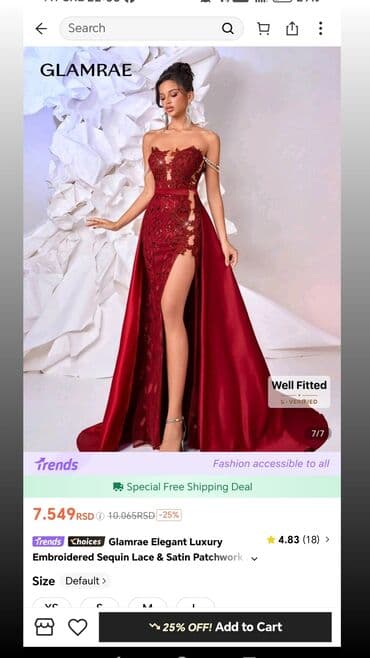 L, color - Burgundy, Evening, Without sleeves — 1