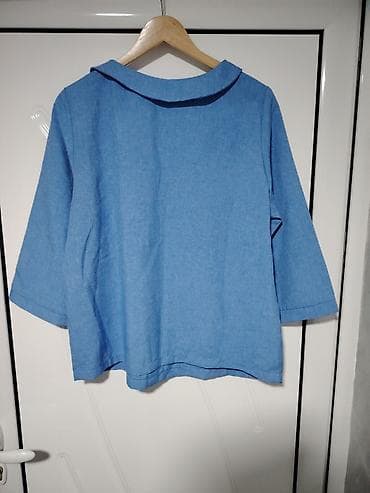 Skafanderi: Plava ženska bluza sa 3/4 rukavima - Materijal: lagani tkan, prijatan — 2