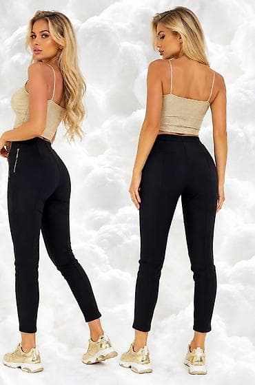 amibo pantalone: Ženske crne pantalone – uski kroj, visoki struk - Elegantne — 2