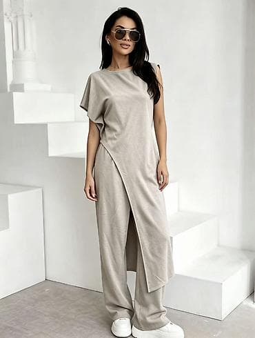 p. s. moda srbija: Ženski komplet – asimetrična tunika + široke pantalone-2999 din 
S M L — 4