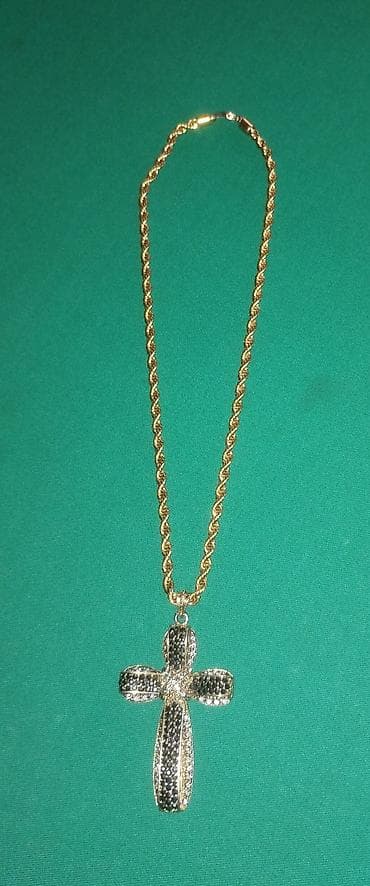 nakit od perlica: Lanac sa krstom Hiruški Čelik — 1