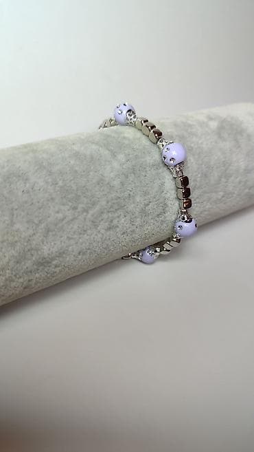 torbe za plazu ps: Elegantna ženska narukvica sa svetloljubičastim perlama i metalnim — 2