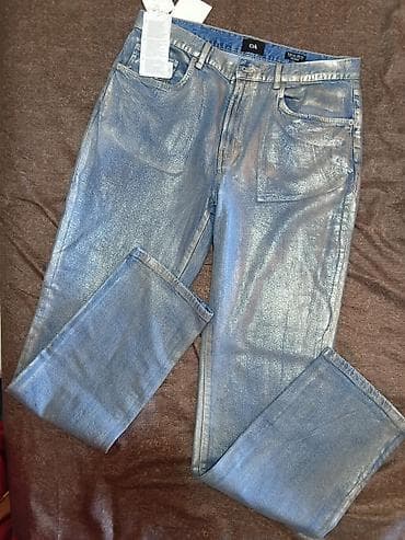 christian dior papuce cena: C&A ženske farmerke – Iconic Straight, srebrni metalik premaz l/xl — 1