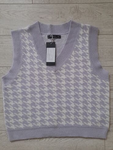 Women's Sweaters, Cardigans: S, Wool, Short, Plaid — 1