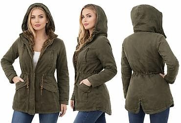 Men's Clothing: Ženska parka jakna sa kapuljačom – maslinasto zelena - Topla — 1