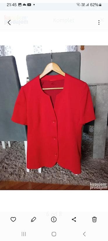 prsluk i pantalone komplet: Ženski komplet – pantalone i bluza/sako kratkih rukava u jarko crvenoj — 4