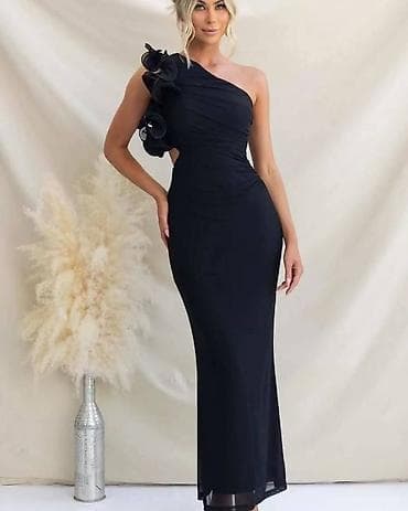 riselje haljine: Elegantna duga haljina na jedno rame - Kroj: uska silueta, maxi — 6