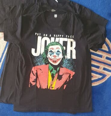 c a basic majice: JOKER - DZOKER crna muška majica. Piše XL velicina. Pazuh 55cm, duzina — 1