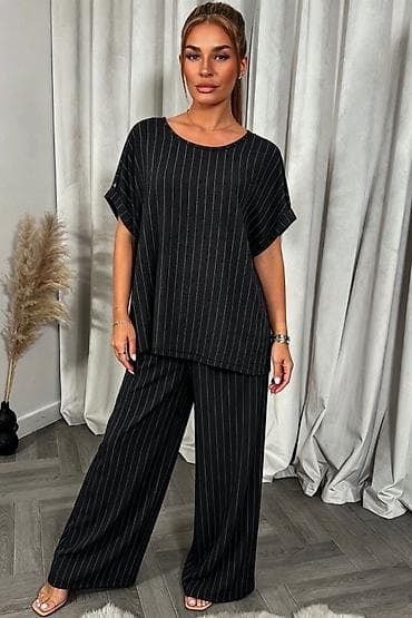 ✅Ženski komplet – široke pantalone i bluzica sa kratkim rukavima ✅2500 — 4