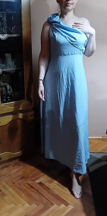 dhgate balenciaga triple s: Svečana haljina na jedno rame – svetloplava - Kroj: duga, lepršava — 3