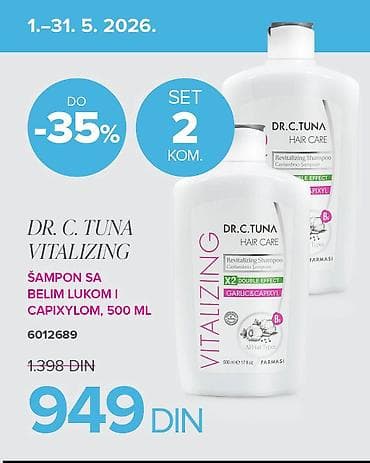 cirkoni za kosu: DR. C. TUNA VITALIZING – Šampon sa belim lukom i Capixylom, 500 ml - — 1