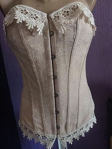 Romantični korzet u boji šampanjca sa čipkom - Model: overbust