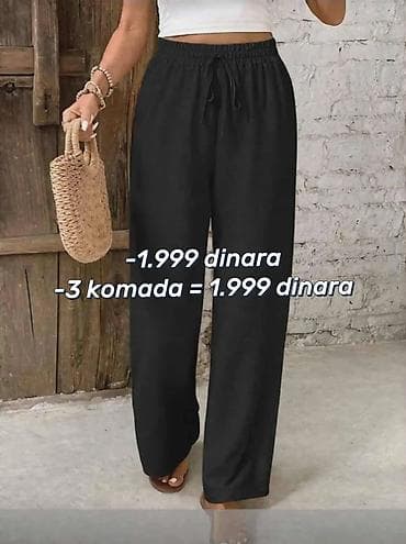 torbe sa stampom: Ženske široke pantalone od viskoze - Materijal: viskoza (lagana — 8