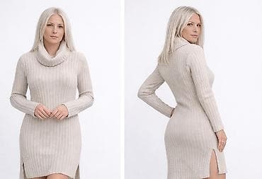 Pletena haljina sa rol-kragnom - Kroj: uska silueta koja prati liniju — 3