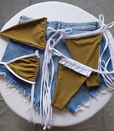 speed kupaci: Dvodijelni bikini set – maslinasto zeleni sa belim detaljima - Gornji — 8