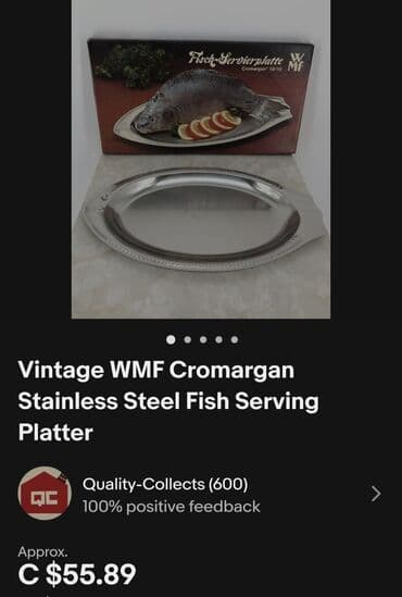 metalac posude za kafu i secer: Oval nov,vintaz za ribu 18/10 oznaka.WMF Cromargan Nemacka. Nov — 4