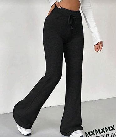 kozne zvoncare: Ženske pantalone sa zvonastim nogavicama i visokim strukom - Model — 5