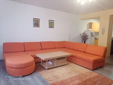 Sectional sofas: Veliki ugaoni modularni trosed sa tabureom – narandžasta tkanina - — 2