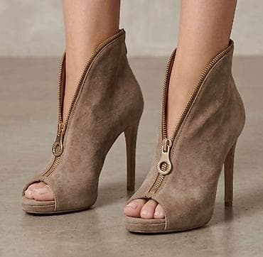 obuca sa platformom: Ženske gležnjače na štiklu sa otvorenim prstima - Materijal: mekana — 1