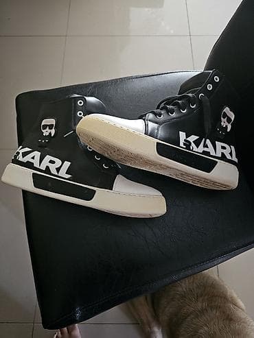 crne elegantne patike: Karl Lagerfeld visoke patike – model sa debelim đonom - Boja — 3