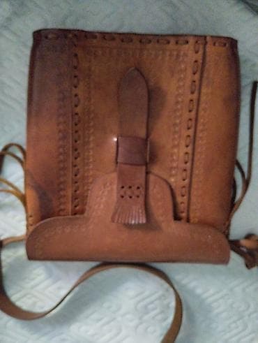 rucni nakit: Ručna kožna torba sa kaišem preko ramena - Materijal: prirodna koža — 1