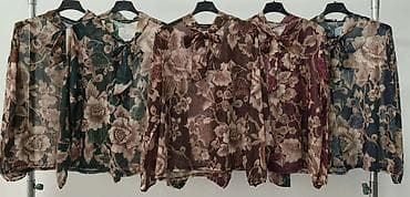 mona bluze akcija: Ženska bluza sa cvetnim printom i mašnom na izrezu - Kroj: ravna — 2