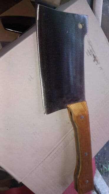 Činije: Ručni mesarski nož – satara - Masivna čelična oštrica pravougaonog — 5