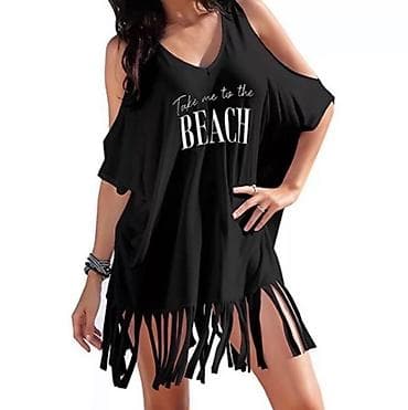 Haljina/tunika sa resama sa natpisom:“Take me to the BEACH” Ležerna