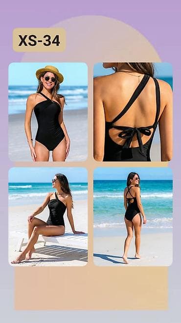 suknja za plazu: Jednodelni kupaći kostim – model XS-34 - Boja: crna, elegantna i lako — 1