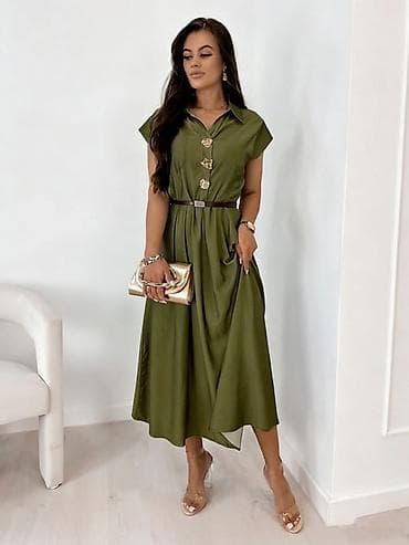 Lične stvari: 💫💫Ženska midi košulja-haljina sa pojasom - Elegantna A-kroj silueta — 5