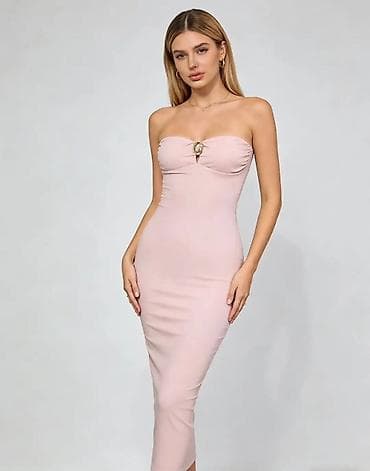 plave majice: Elegantna strapless midi haljina – više boja - Kroj: uska silueta — 3