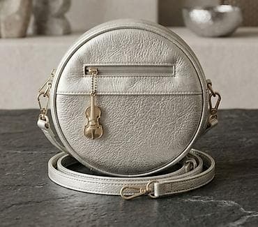 srebro s925: Okrugla ženska torbica preko ramena – srebrna - Materijal: veštačka — 1