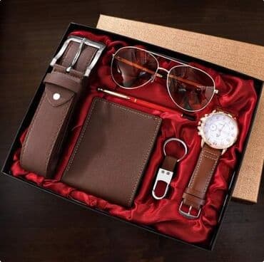 privezak za ranac: Poklon set za muškarce sa kutijom Kaiš,novčanik,naočare,olovka,sat i — 2