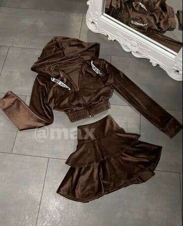 kucne haljine od plisa: New,,Slay-Ted’’Velvet Set Velicine:S M L Boje:Crna i Kamel — 2