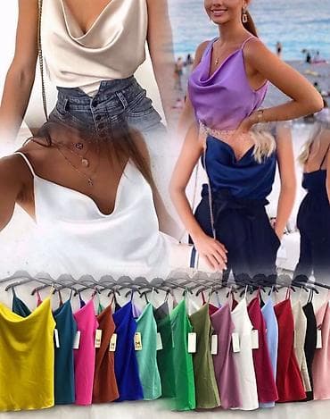 Majica od satena na bratele sa dekolteom. roza,crna,bež,sampanjac