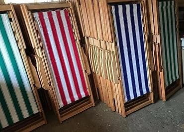 forma ideale komode za hodnik: Drvene ležaljke na sklapanje sa platnenim sedalnim delom - — 2