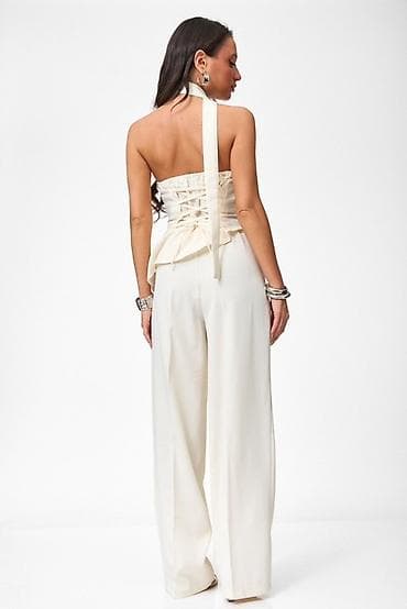 braon baletanke: 🔥Elegantni ženski kombinezon sa asimetričnim gornjim delom i širokim — 5