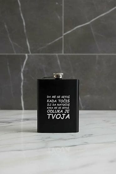 supijera metalac: Metalna pljoska za piće sa duhovitim natpisima. - Materijal — 5