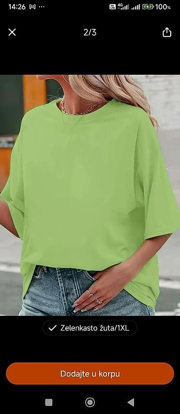 Ženska oversized majica – zelenkasto žuta, veličina 1XL - Model