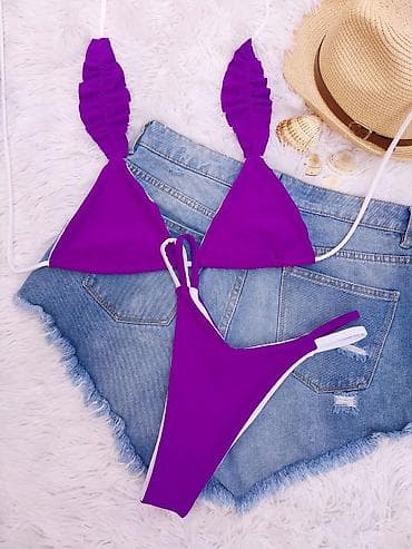 sesiri za plazu: Dvodeni bikinije set – trokutasti grudnjak sa nabranim kaiševima i — 7